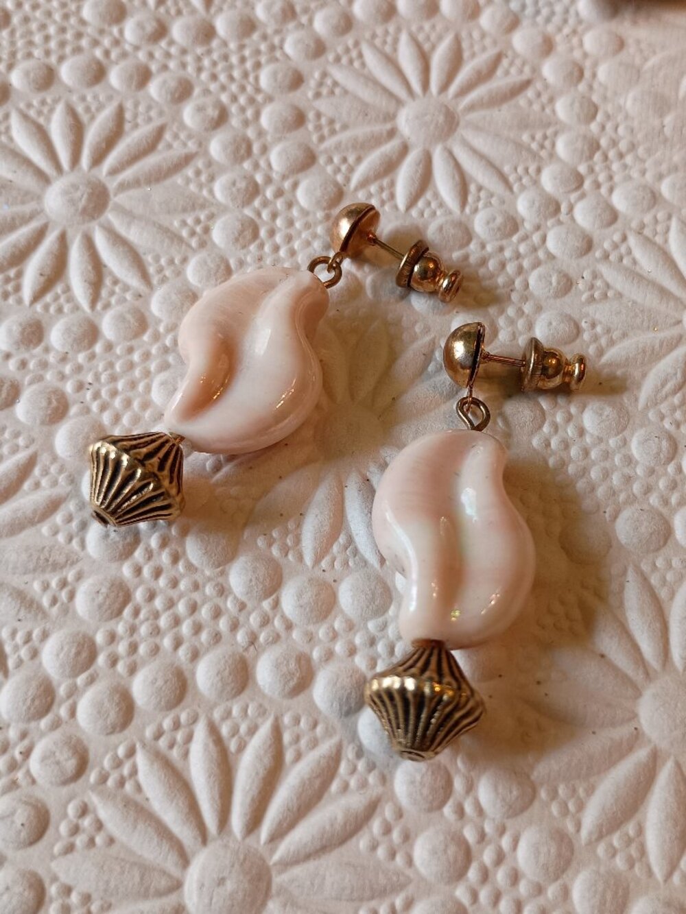 Artisan Made Post Earrings Vintage Glass & Metal Beads